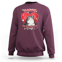 Happy Meowentine's Day My Cat Is My Valentine Cute Cat Heart Sweatshirt - Wonder Print Shop