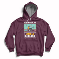 100 Days Of Coffee And Chaos 100th Day Teacher Skeleton Hoodie - Wonder Print Shop