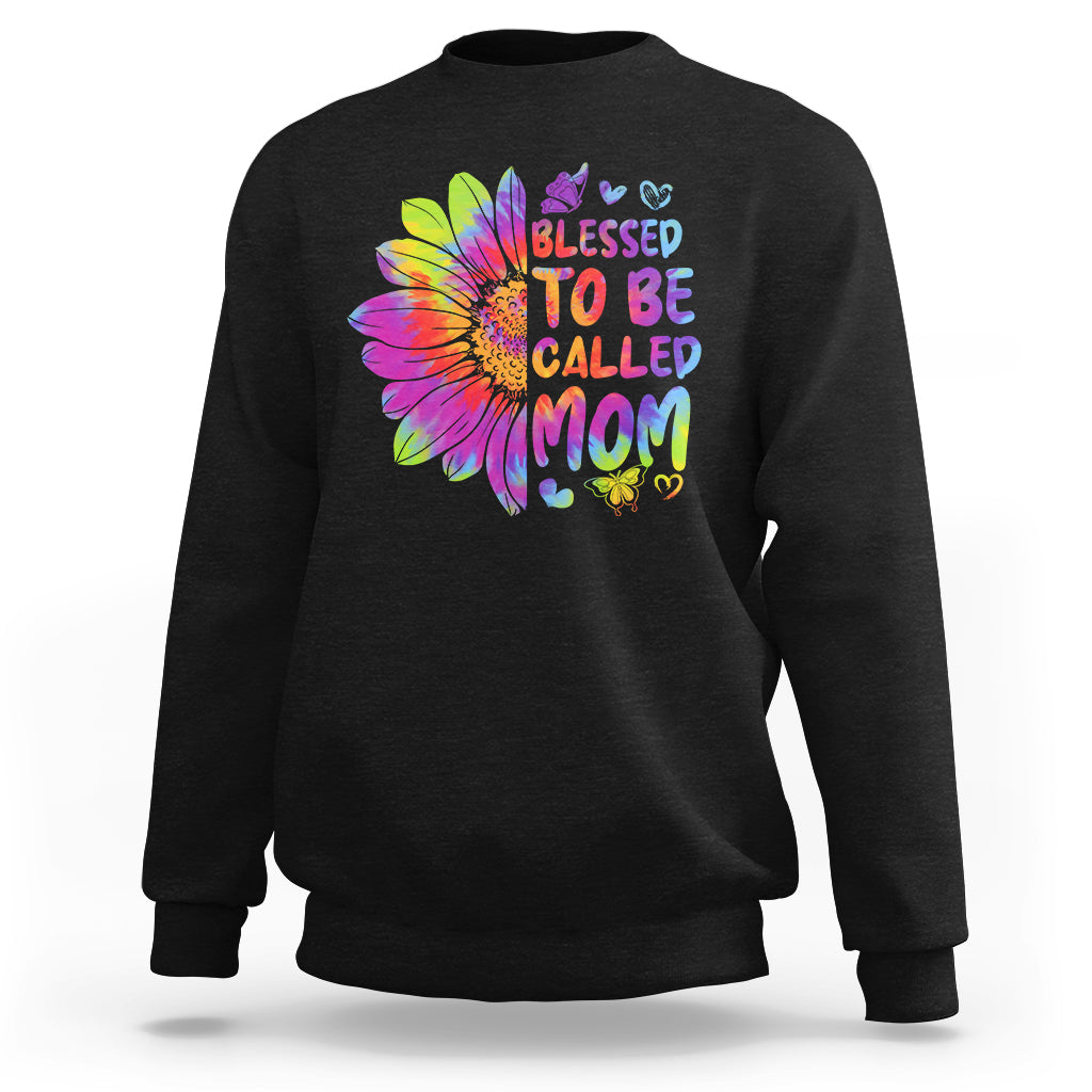 Blessed To Be Called Mom Cute Mother's Day Tie Dye Sunflower Sweatshirt - Wonder Print Shop