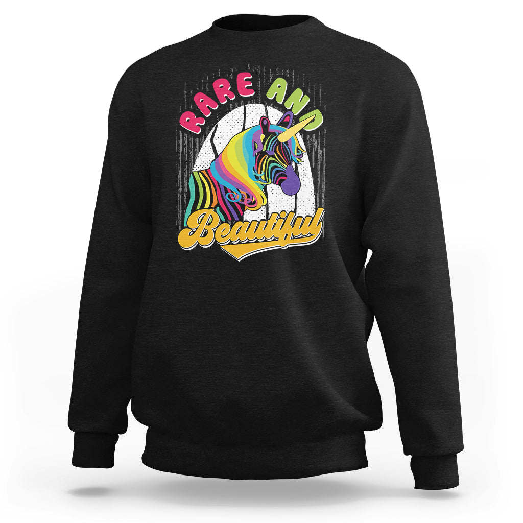 Rare And Beautiful Rare Disease Awareness Rare Disease Warrior Rainbow Zebra Sweatshirt - Wonder Print Shop