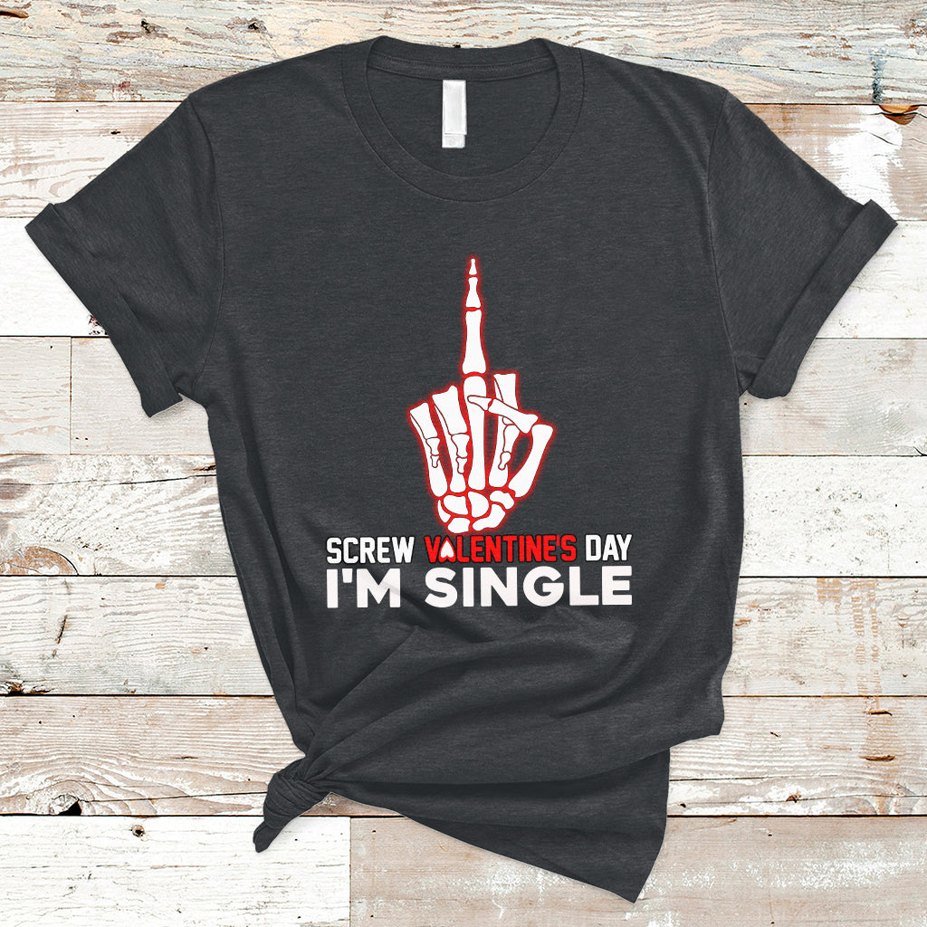 Screw Valentine Ew Anti Valentine's Day Middle Finger T-Shirt - Wonder Print Shop