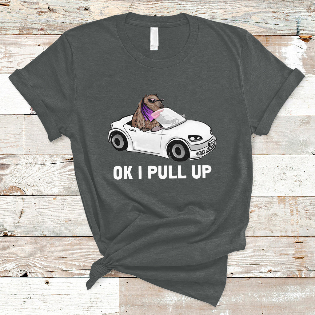 Funny Ok I Pull Up Meme Cool Capybara Driving Car T Shirt - Wonder Print Shop