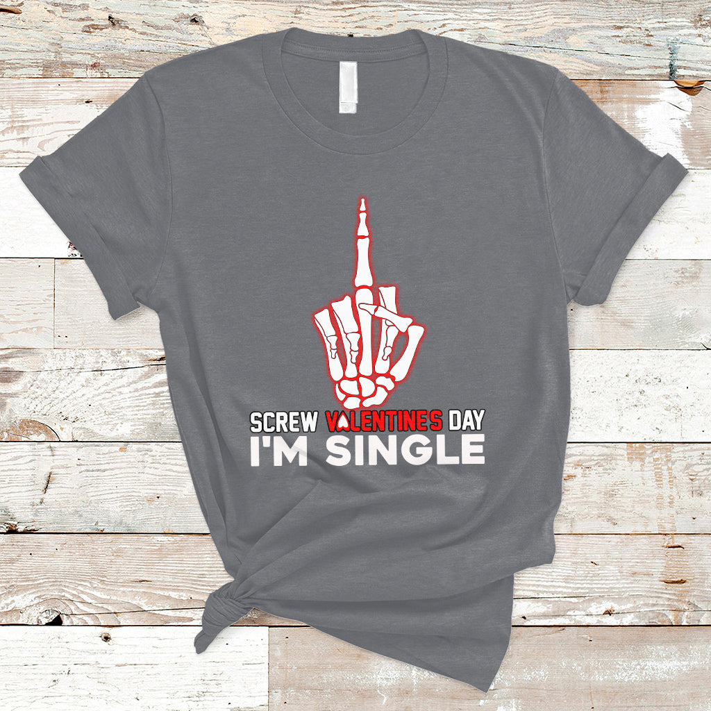 Screw Valentine Ew Anti Valentine's Day Middle Finger T-Shirt - Wonder Print Shop