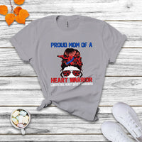 Messy Bun Mom Of A Heart Warrior CHD Congenital Heart Defect T Shirt - Wonder Print Shop
