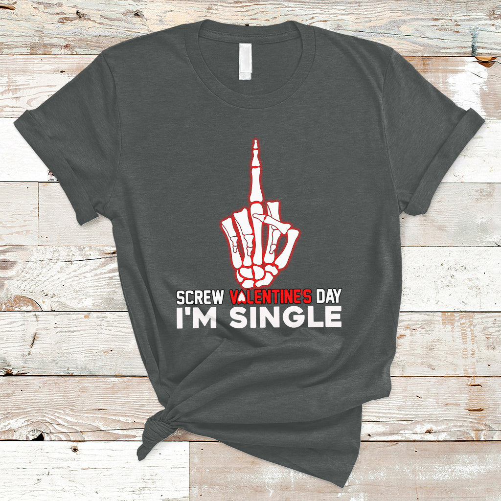 Screw Valentine Ew Anti Valentine's Day Middle Finger T-Shirt - Wonder Print Shop