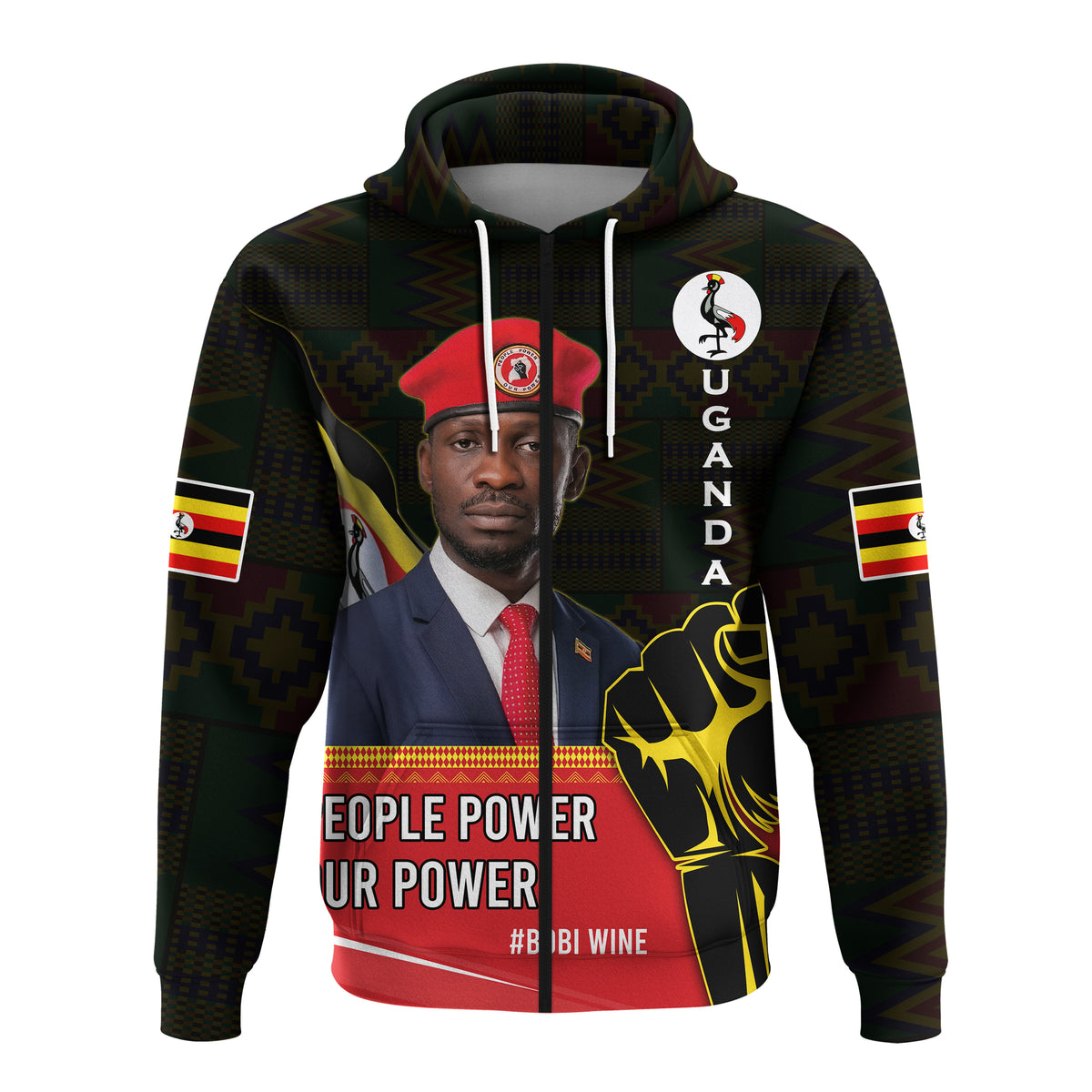 Uganda Zip Hoodie Bobi Wine People Power Our Power - Wonder Print Shop