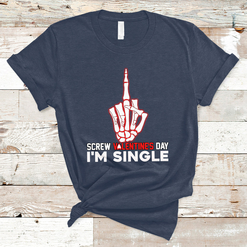 Screw Valentine Ew Anti Valentine's Day Middle Finger T-Shirt - Wonder Print Shop