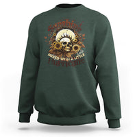 Sunshine Mixed With A Little Hurricane Floral Sunflower Skull Funny Sweatshirt - Wonder Print Shop