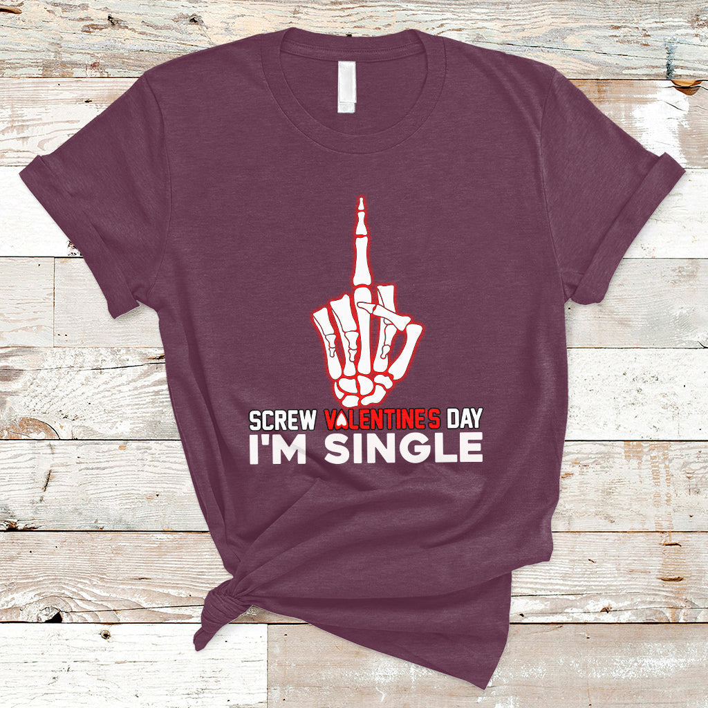 Screw Valentine Ew Anti Valentine's Day Middle Finger T-Shirt - Wonder Print Shop
