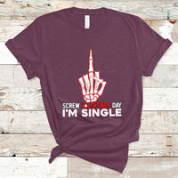 Screw Valentine Ew Anti Valentine's Day Middle Finger T-Shirt - Wonder Print Shop