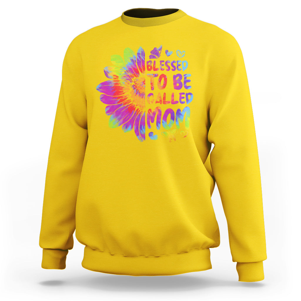 Blessed To Be Called Mom Cute Mother's Day Tie Dye Sunflower Sweatshirt - Wonder Print Shop