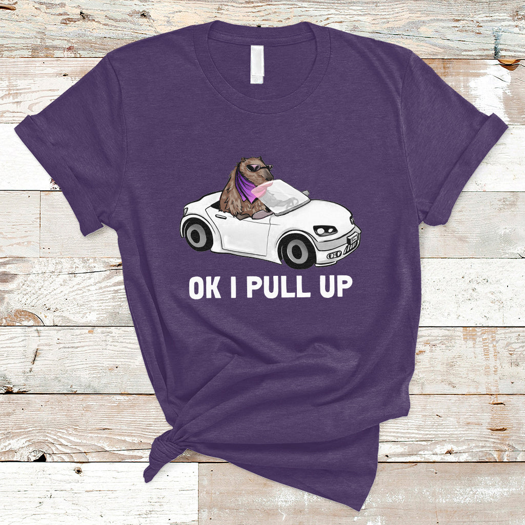 Funny Ok I Pull Up Meme Cool Capybara Driving Car T Shirt - Wonder Print Shop