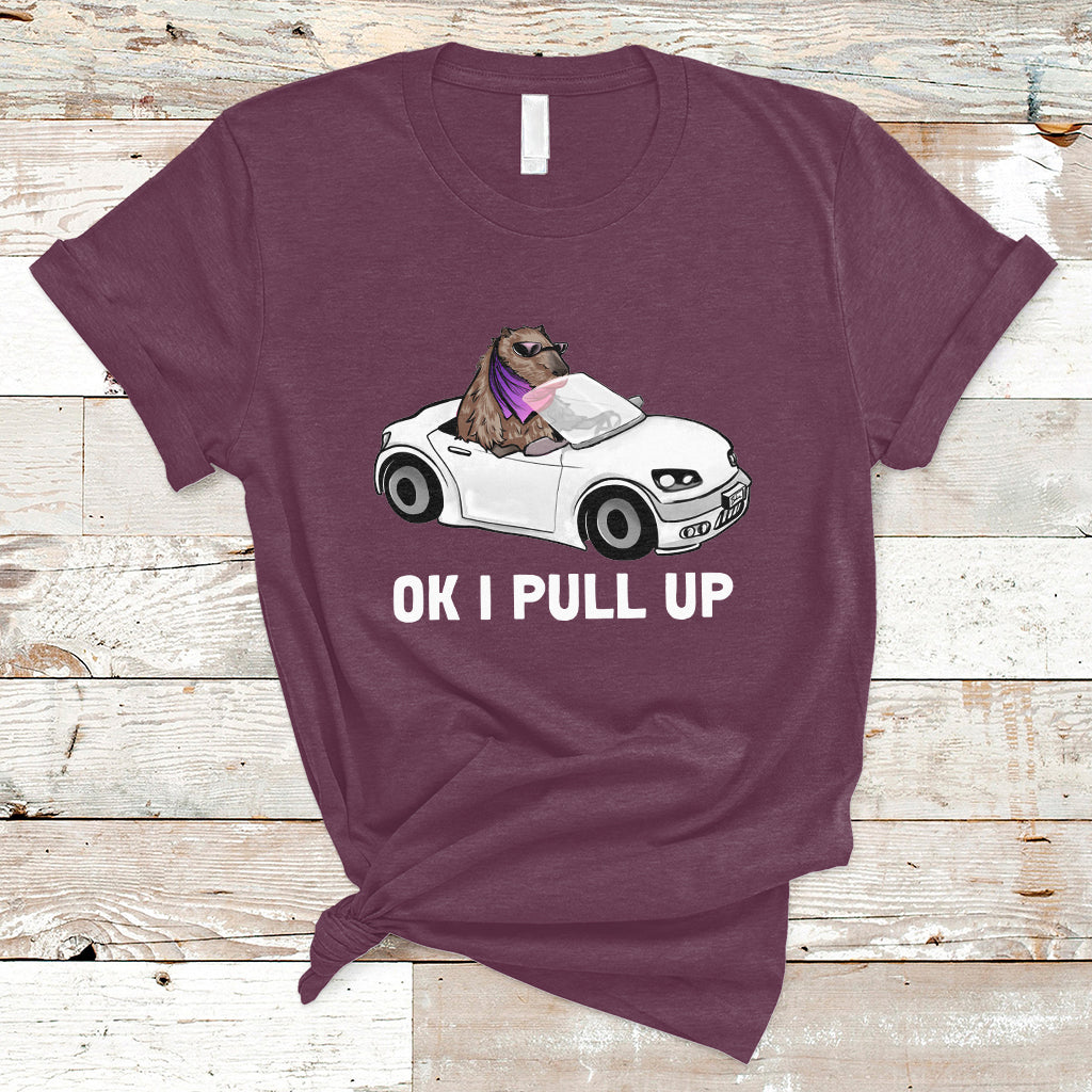 Funny Ok I Pull Up Meme Cool Capybara Driving Car T Shirt - Wonder Print Shop