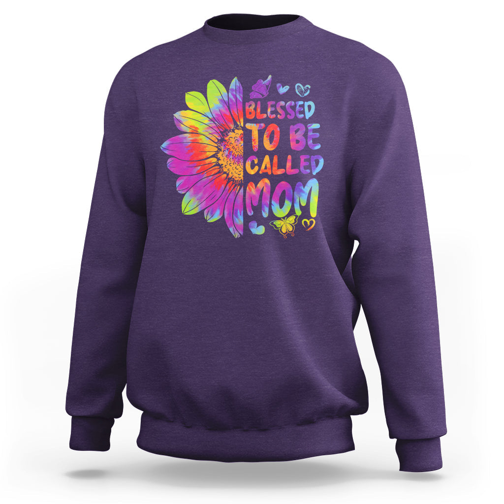Blessed To Be Called Mom Cute Mother's Day Tie Dye Sunflower Sweatshirt - Wonder Print Shop