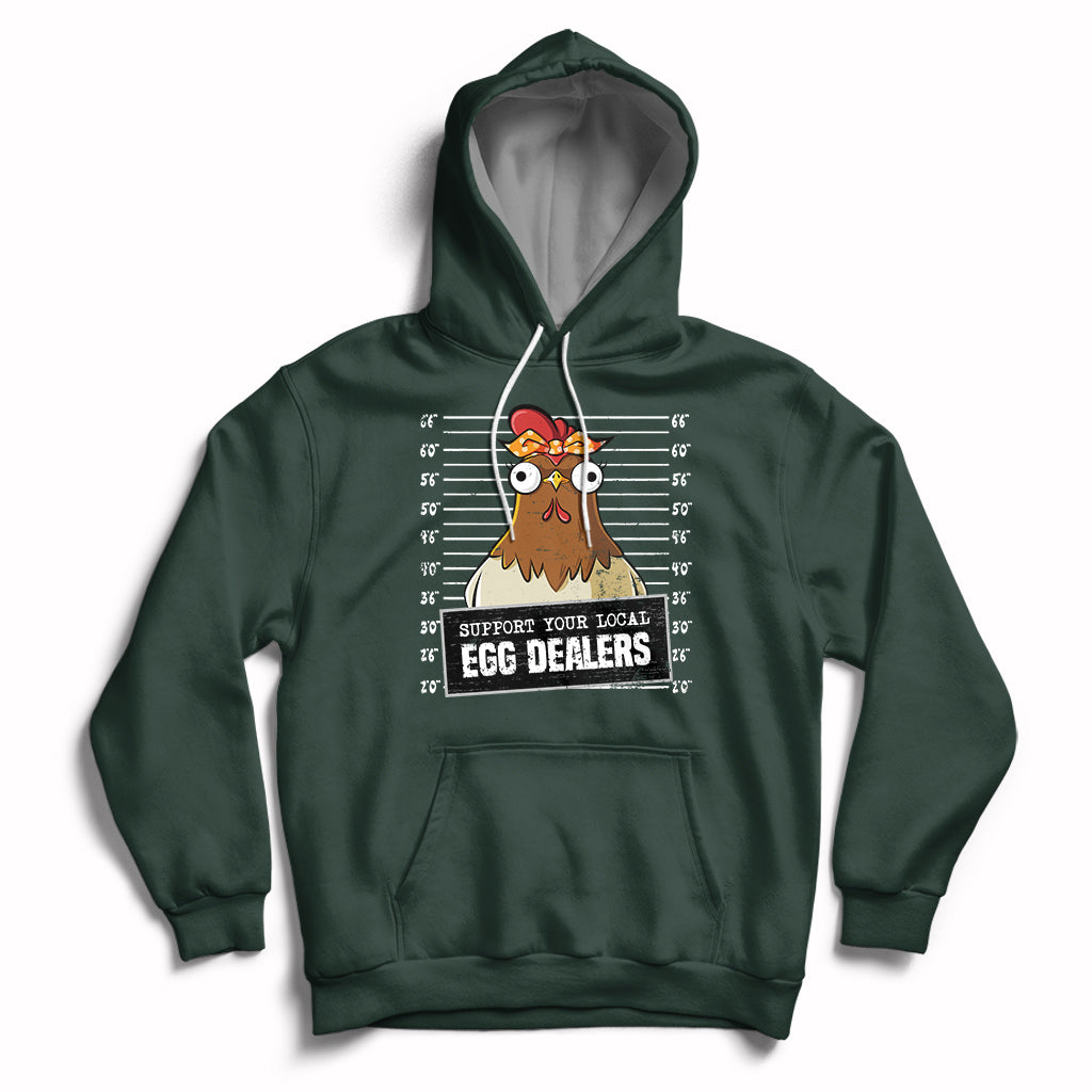 Support Your Local Egg Dealers Funny Egg Dealer Chicken Mugshot Hoodie - Wonder Print Shop