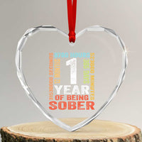 1 Year Of Being Sober Heart Crystal Glass Ornament 1 Year Sobriety Anniversary Addiction Recovery