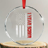 1 Year Sober Crystal Glass Ornament 1 Year Sobriety Anniversary Vintage American Flag