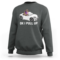 Funny Ok I Pull Up Meme Cool Capybara Driving Car Sweatshirt - Wonder Print Shop