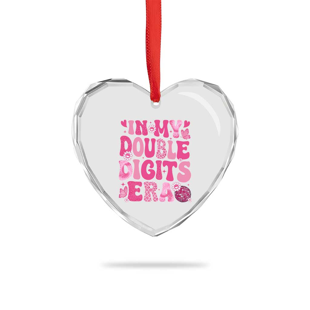 10 Years Old Birthday Girl Heart Crystal Glass Ornament In My Double Digits Era - Wonder Print Shop