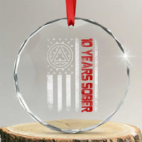 10 Years Sober Crystal Glass Ornament 10 Years Sobriety Anniversary Vintage American Flag