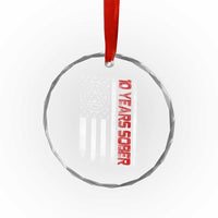 10 Years Sober Crystal Glass Ornament 10 Years Sobriety Anniversary Vintage American Flag