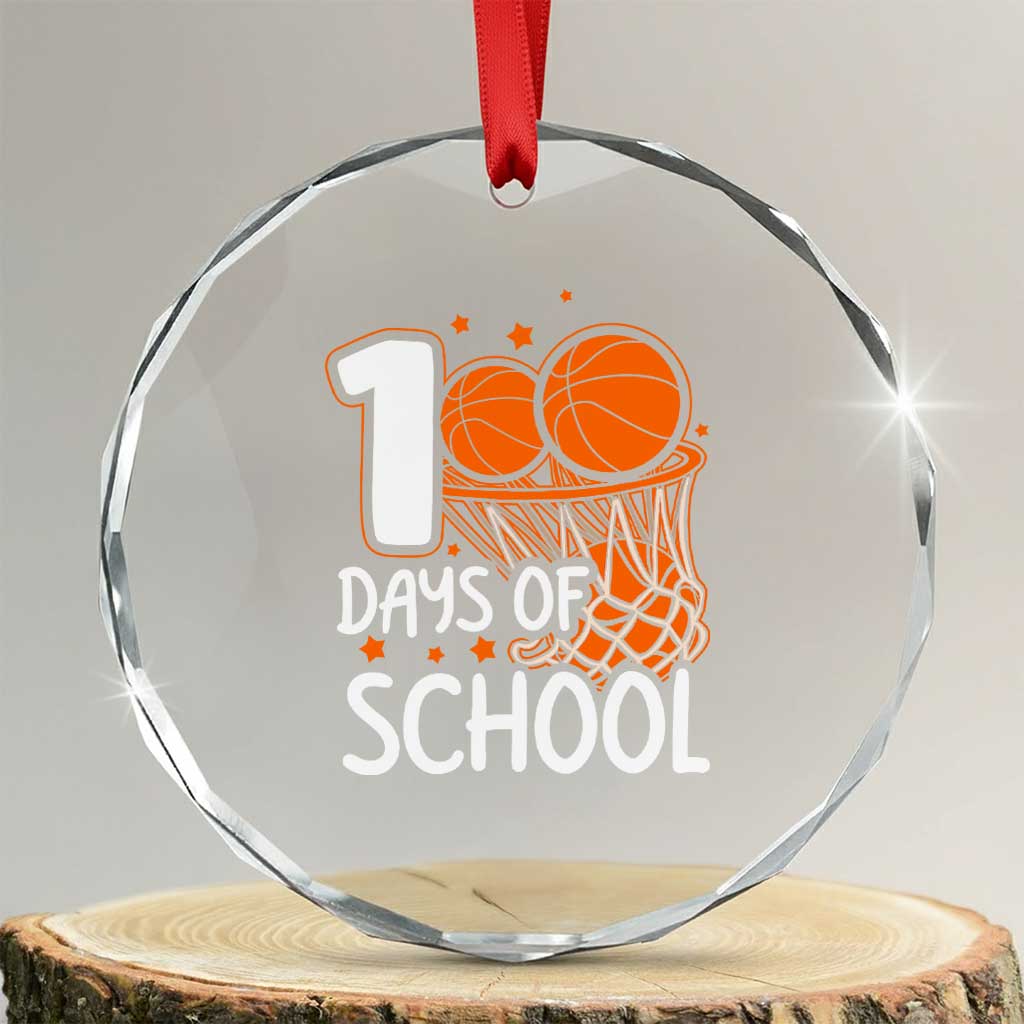 100 Days of Rocking School Basketball Crystal Glass Ornament Cool Kids Sports Gift