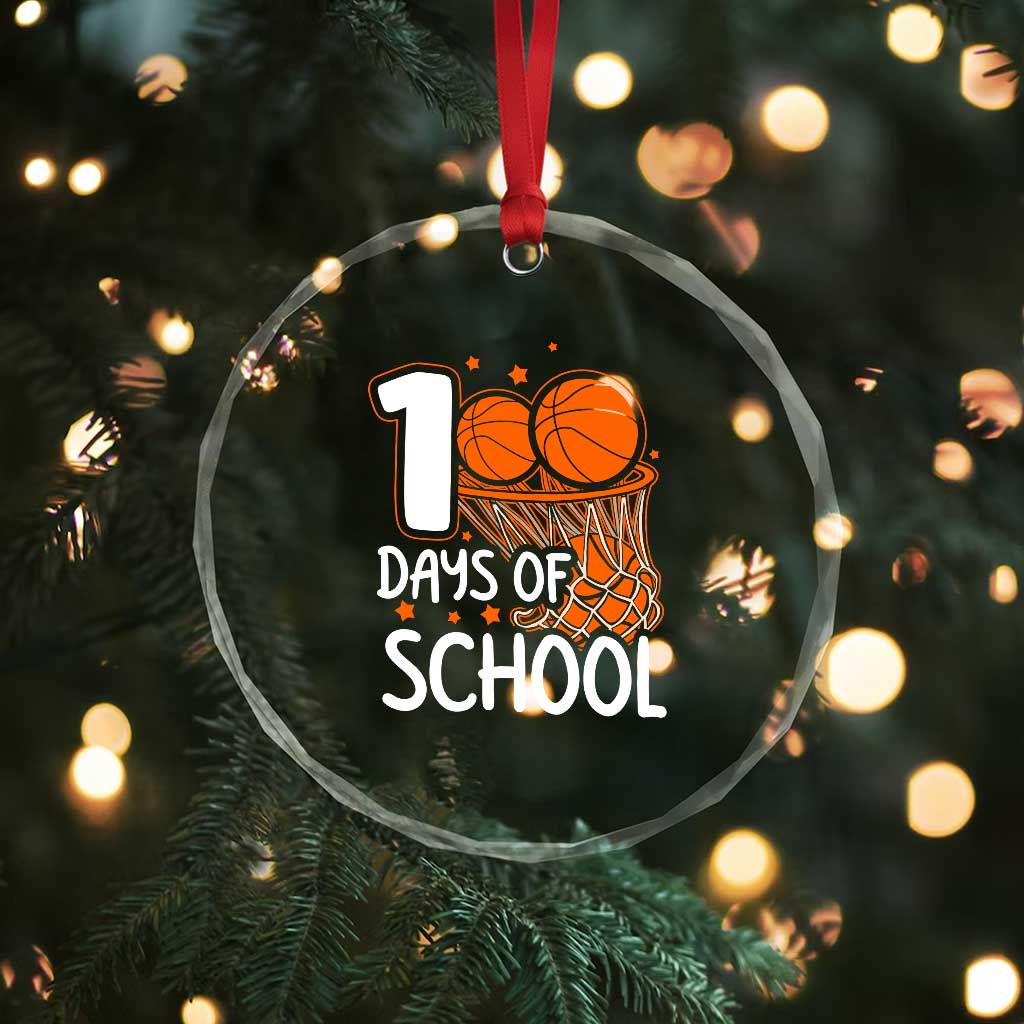 100 Days of Rocking School Basketball Crystal Glass Ornament Cool Kids Sports Gift