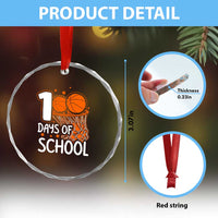 100 Days of Rocking School Basketball Crystal Glass Ornament Cool Kids Sports Gift