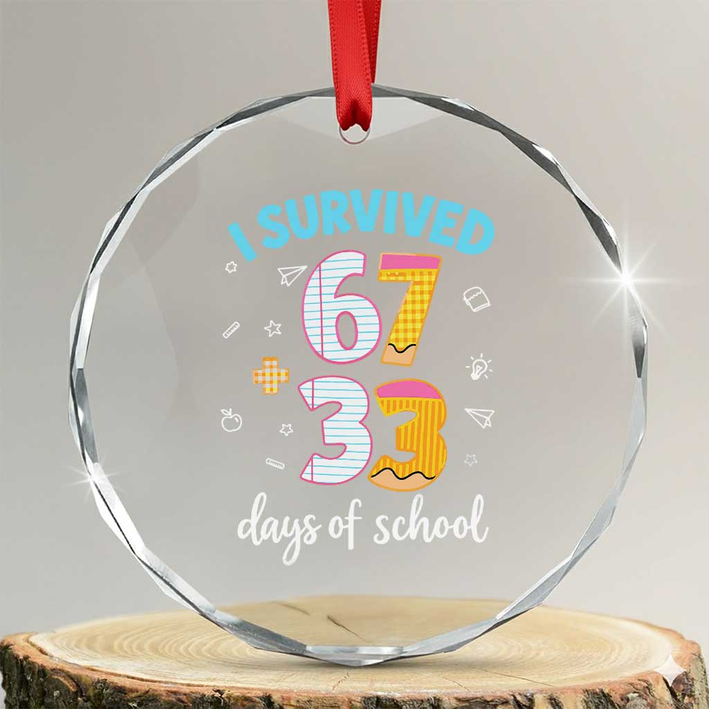 100 Days Of School 67 Funny Six Seven Meme Crystal Glass Ornament