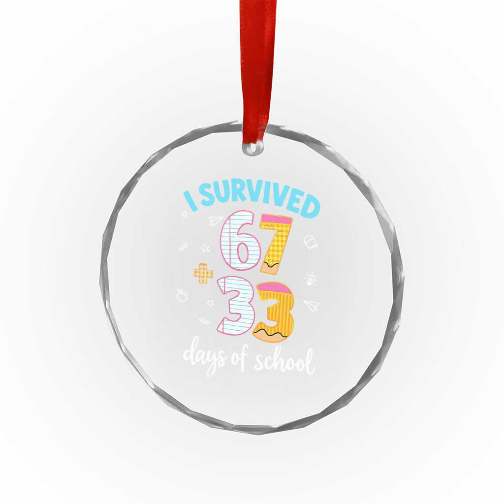 100 Days Of School 67 Funny Six Seven Meme Crystal Glass Ornament