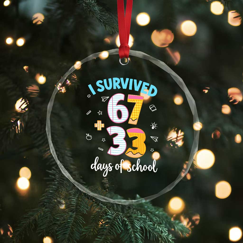 100 Days Of School 67 Funny Six Seven Meme Crystal Glass Ornament