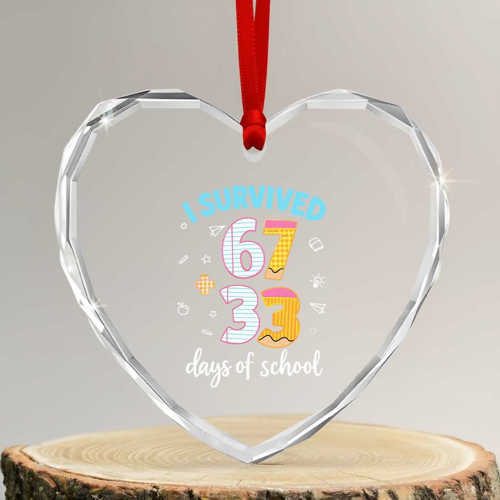 100 Days Of School 67 Funny Six Seven Meme Heart Crystal Glass Ornament
