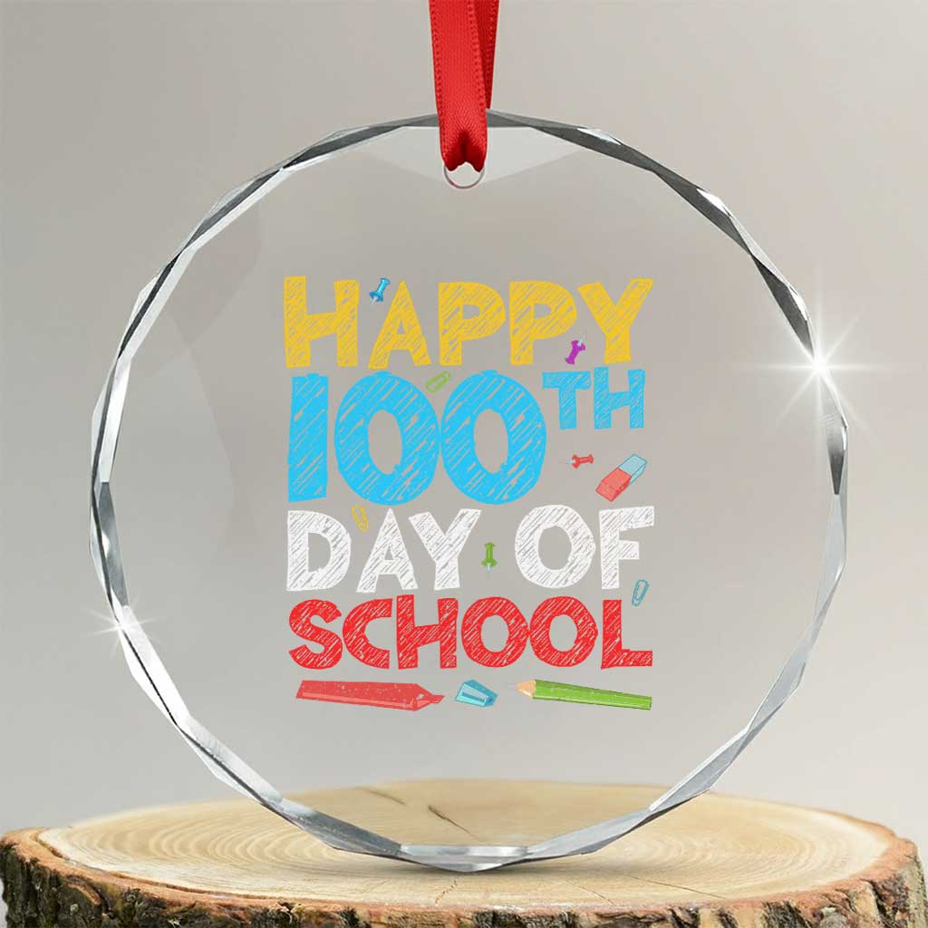 100 Days of School Celebration Crystal Glass Ornament Happy 100th Day Student Teacher Gift