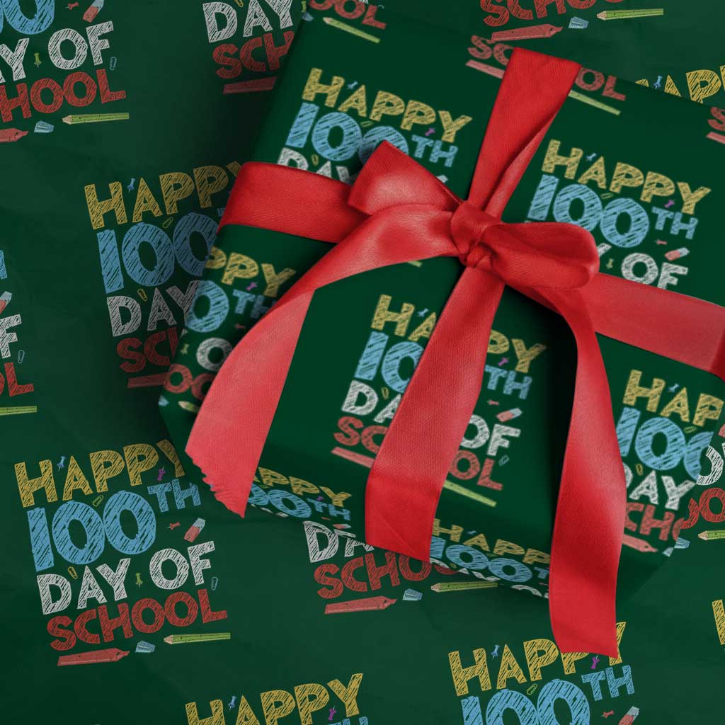 100 Days of School Celebration Wrapping Paper Roll Happy 100th Day Student Teacher Gift