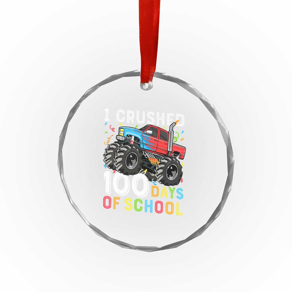 100 Days of School Monster Truck Crystal Glass Ornament Boys Crushing 100th Day Milestone