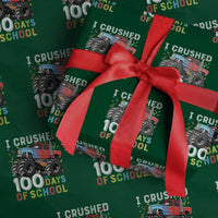 100 Days of School Monster Truck Wrapping Paper Roll Boys Crushing 100th Day Milestone