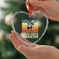 100 Days Smarter Heart Crystal Glass Ornament Funny 67 33 Six Seven Math Teacher Kids 100th Day