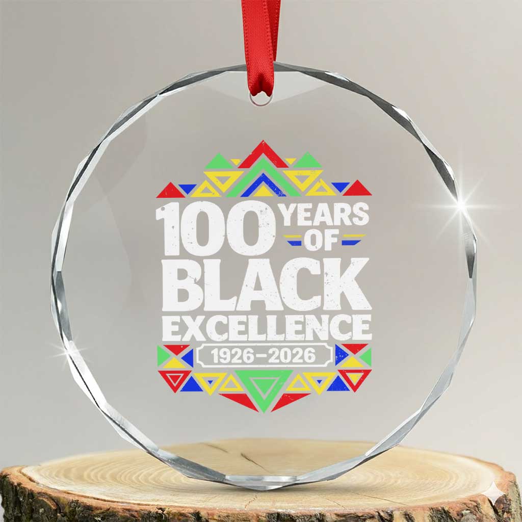 100 Years of Black Excellence 1926 2026 Crystal Glass Ornament African Tribal Pattern Heritage Celebrating Black History