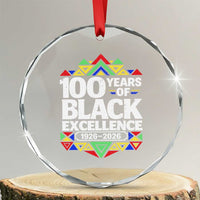 100 Years of Black Excellence 1926 2026 Crystal Glass Ornament African Tribal Pattern Heritage Celebrating Black History