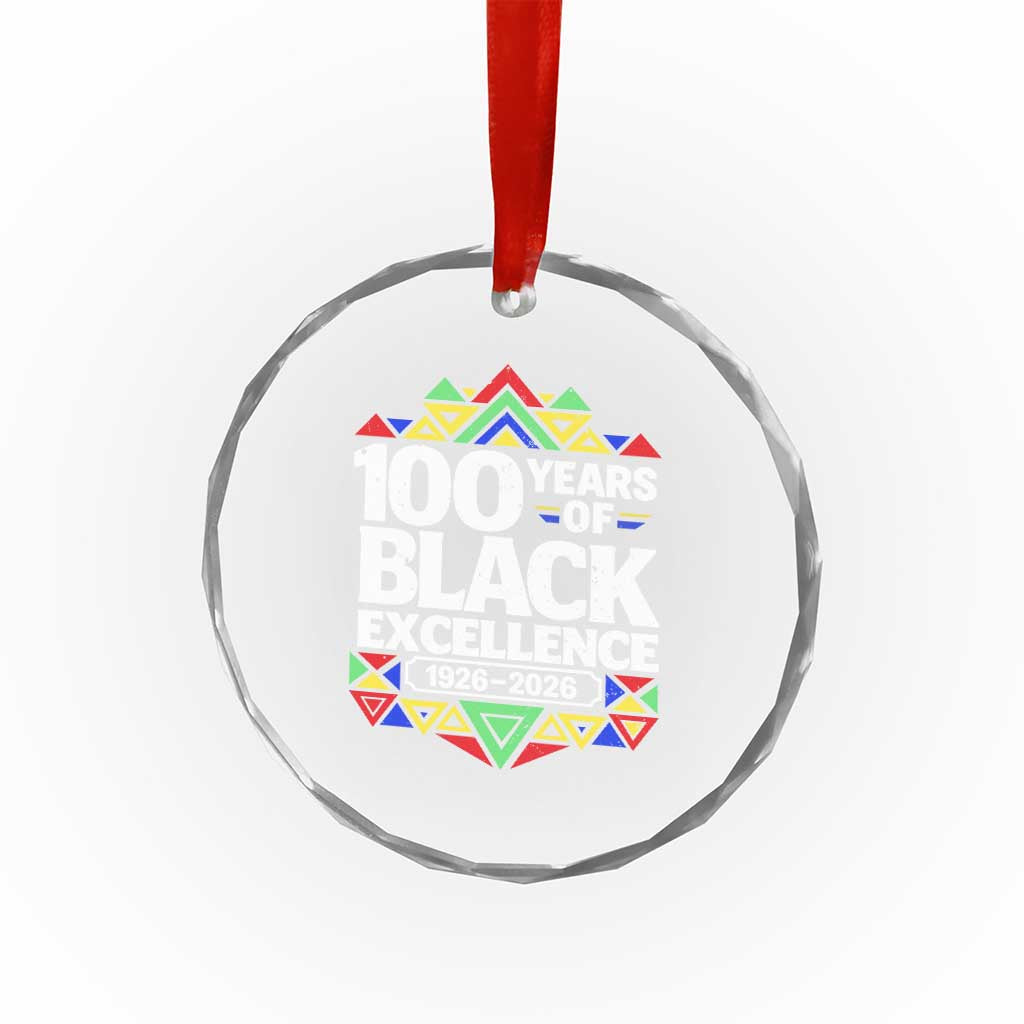 100 Years of Black Excellence 1926 2026 Crystal Glass Ornament African Tribal Pattern Heritage Celebrating Black History