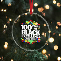 100 Years of Black Excellence 1926 2026 Crystal Glass Ornament African Tribal Pattern Heritage Celebrating Black History