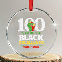 100 Years of Black Excellence 1926 2026 Crystal Glass Ornament Pan-African Raised Fist Pride Honoring Black History Legacy