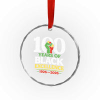 100 Years of Black Excellence 1926 2026 Crystal Glass Ornament Pan-African Raised Fist Pride Honoring Black History Legacy