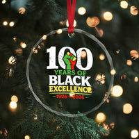 100 Years of Black Excellence 1926 2026 Crystal Glass Ornament Pan-African Raised Fist Pride Honoring Black History Legacy