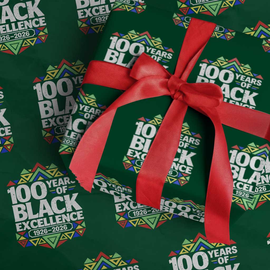 100 Years of Black Excellence 1926 2026 Wrapping Paper Roll African Tribal Pattern Heritage Celebrating Black History