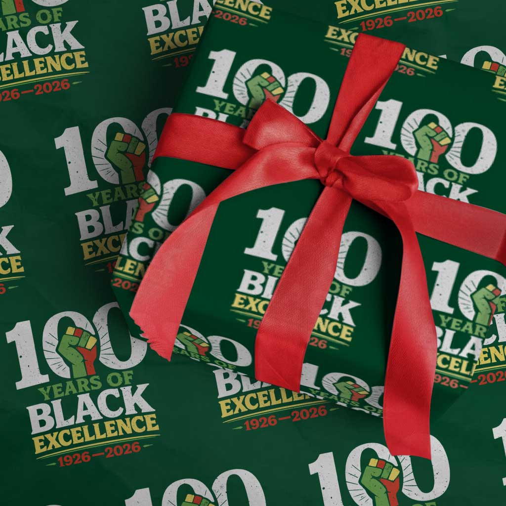 100 Years of Black Excellence 1926 2026 Wrapping Paper Roll Pan-African Raised Fist Pride Honoring Black History Legacy