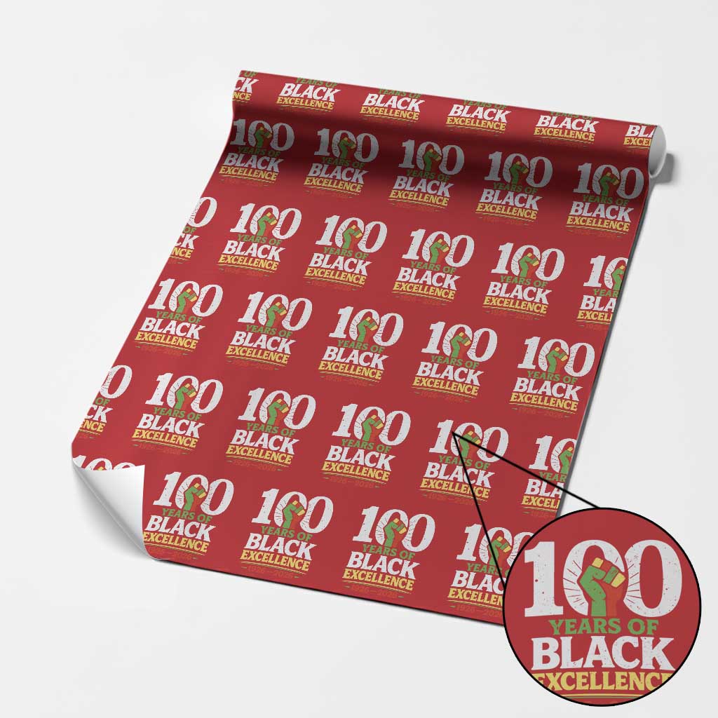 100 Years of Black Excellence 1926 2026 Wrapping Paper Roll Pan-African Raised Fist Pride Honoring Black History Legacy