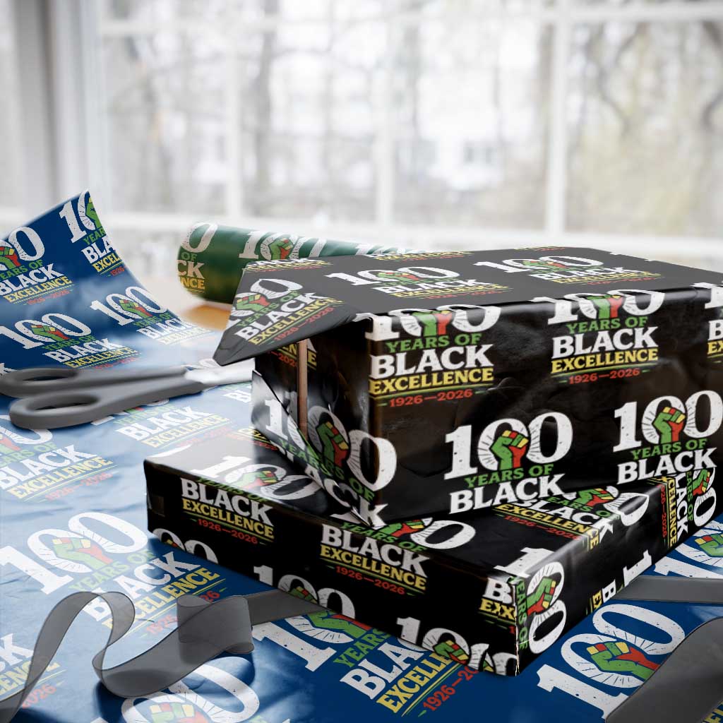 100 Years of Black Excellence 1926 2026 Wrapping Paper Roll Pan-African Raised Fist Pride Honoring Black History Legacy