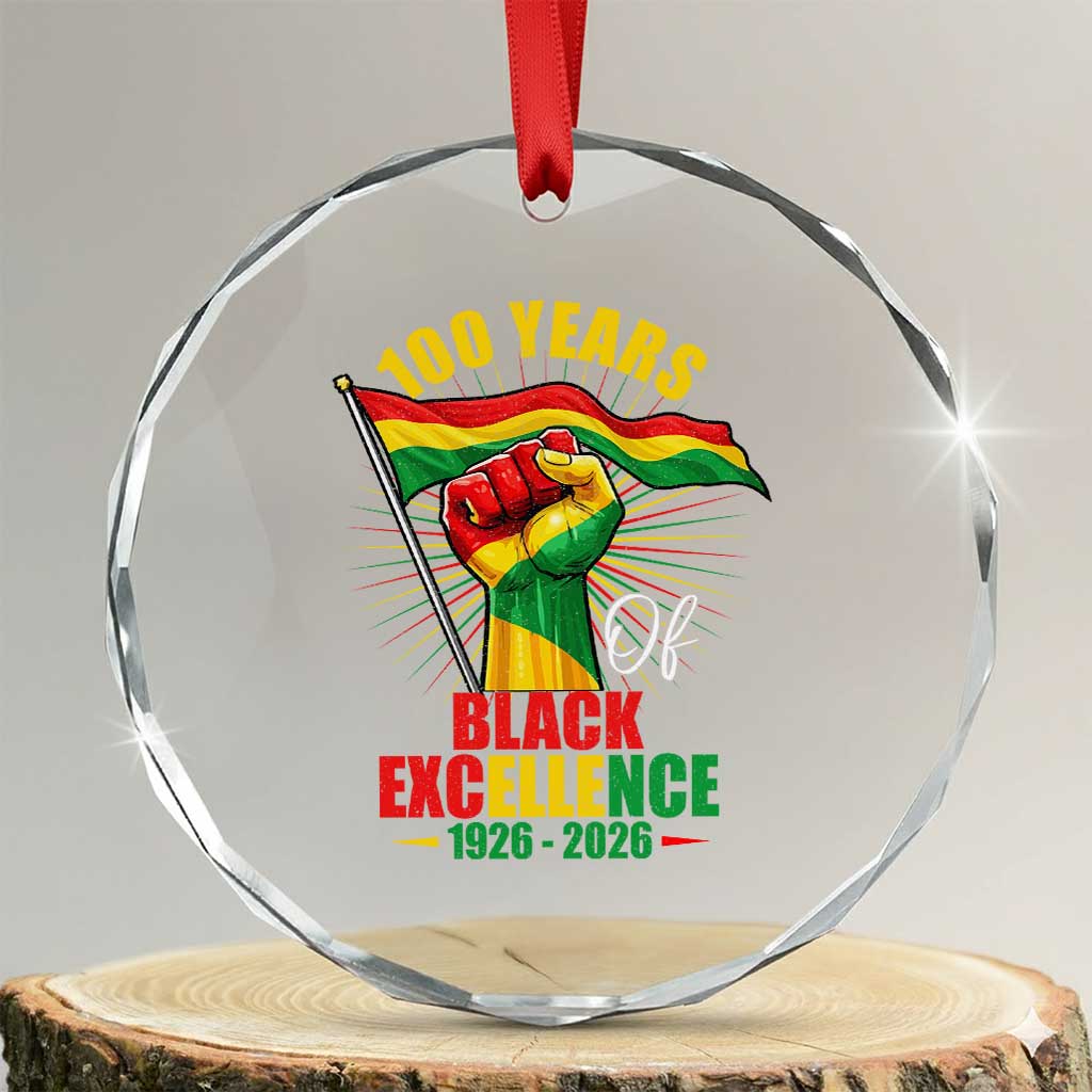 100 Years Of Black Excellence Crystal Glass Ornament Centennial Black History Month