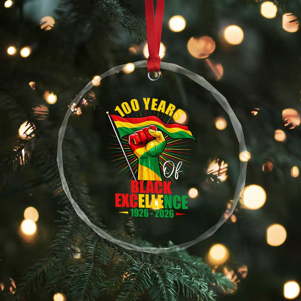 100 Years Of Black Excellence Crystal Glass Ornament Centennial Black History Month
